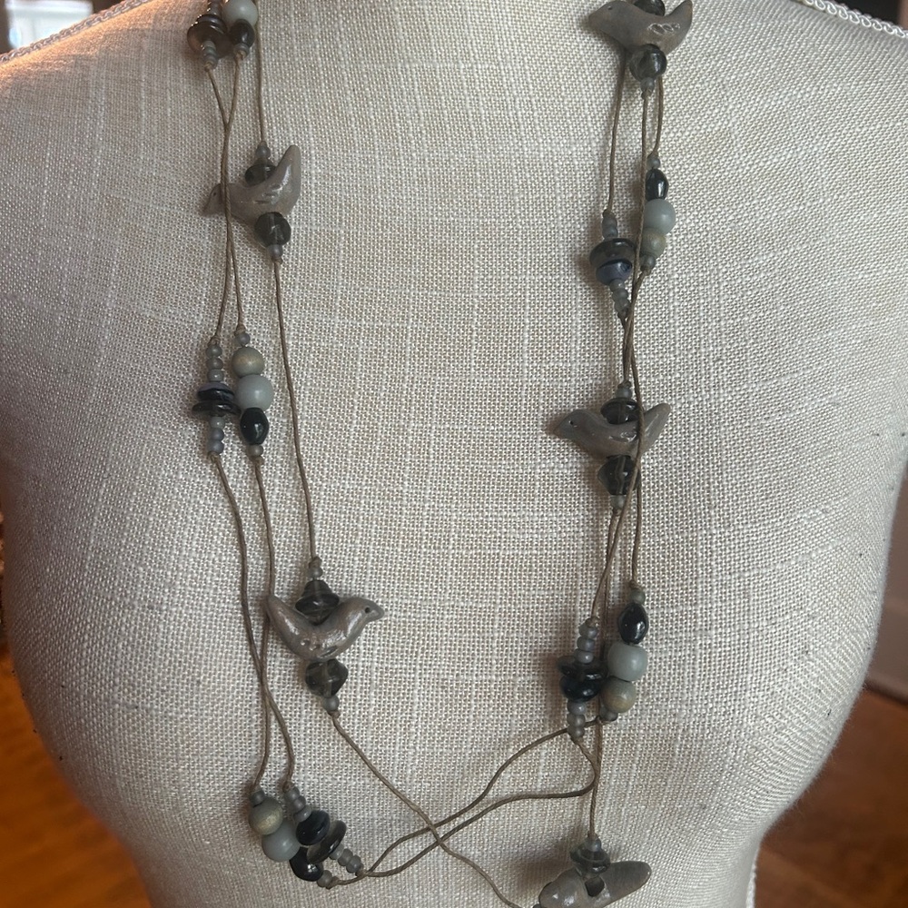 Teresa Goodall Elegant Gray Bird Necklace